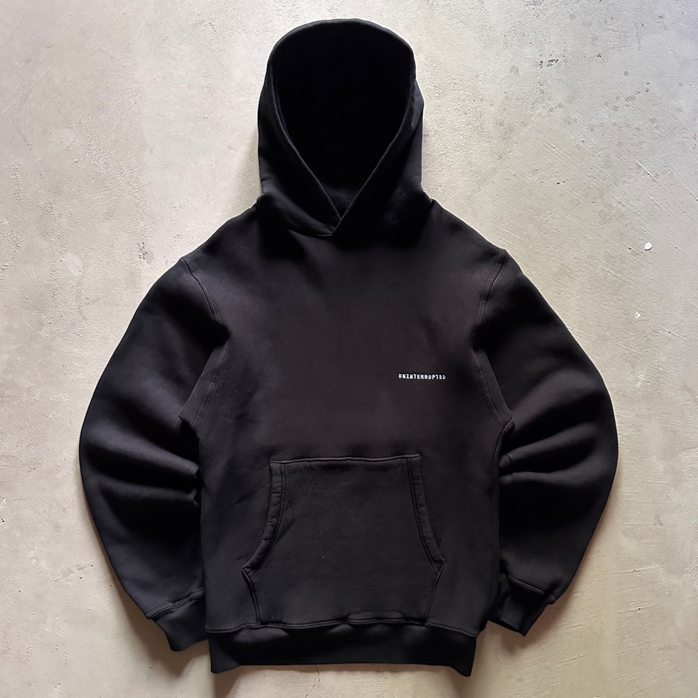 uninterrupted black boxy cropped hoodie